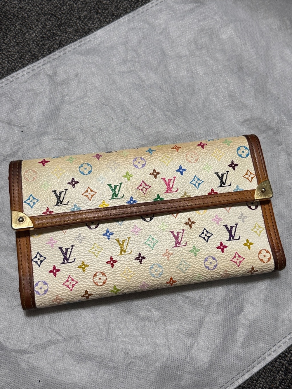 Louis Vuitton White Multicolor Monogram Clutch Wallet Murakami